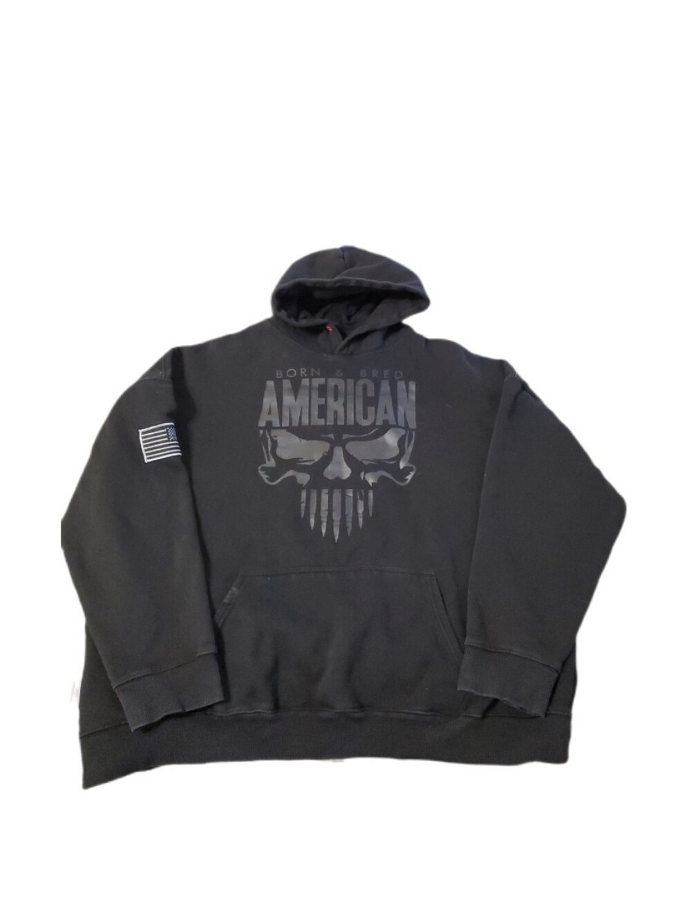 All American Roughneck Men's Black Born & Bred American Skull Pullover Hoodie 2X
